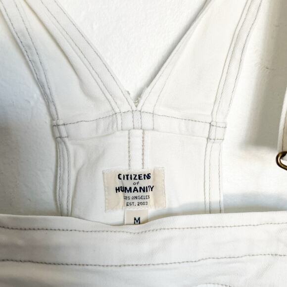 COH Citizens of Humanity Overalls Denim Jeans Medium White Cropped - Picture 4 of 8